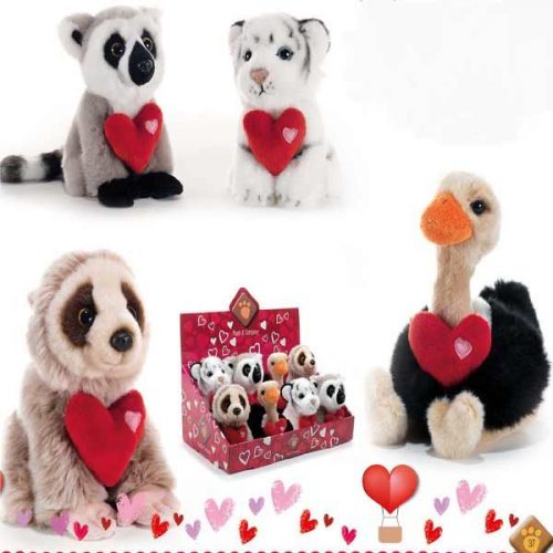 סט 8 בובות פרווה 16 סמ עם לב